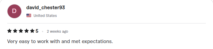Client review: five stars, very easy to work with and met expectations