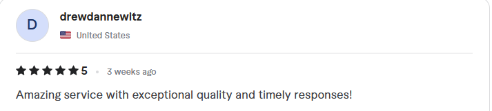 Client review: five stars, amazing service with exceptional quality and timely responses